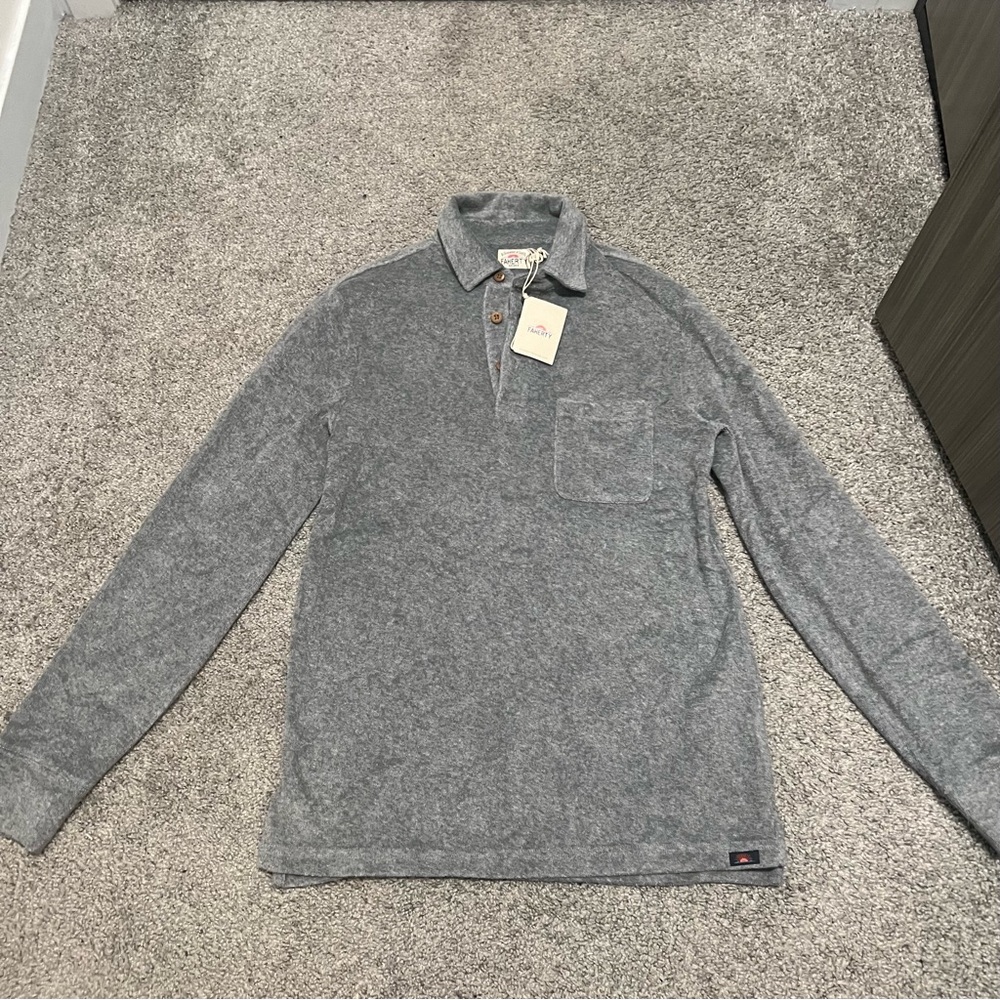 Faherty grey terry cloth polo